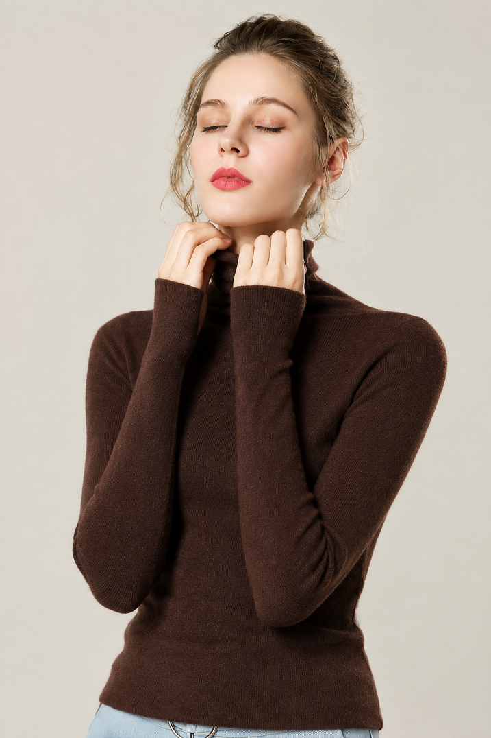 Gerippte Damen-Rollkragenpullover
