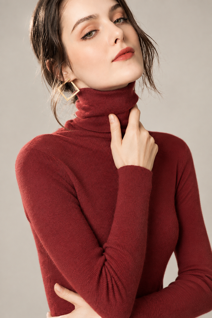 Gerippte Damen-Rollkragenpullover