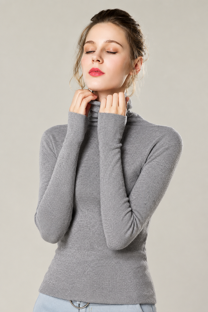 Gerippte Damen-Rollkragenpullover