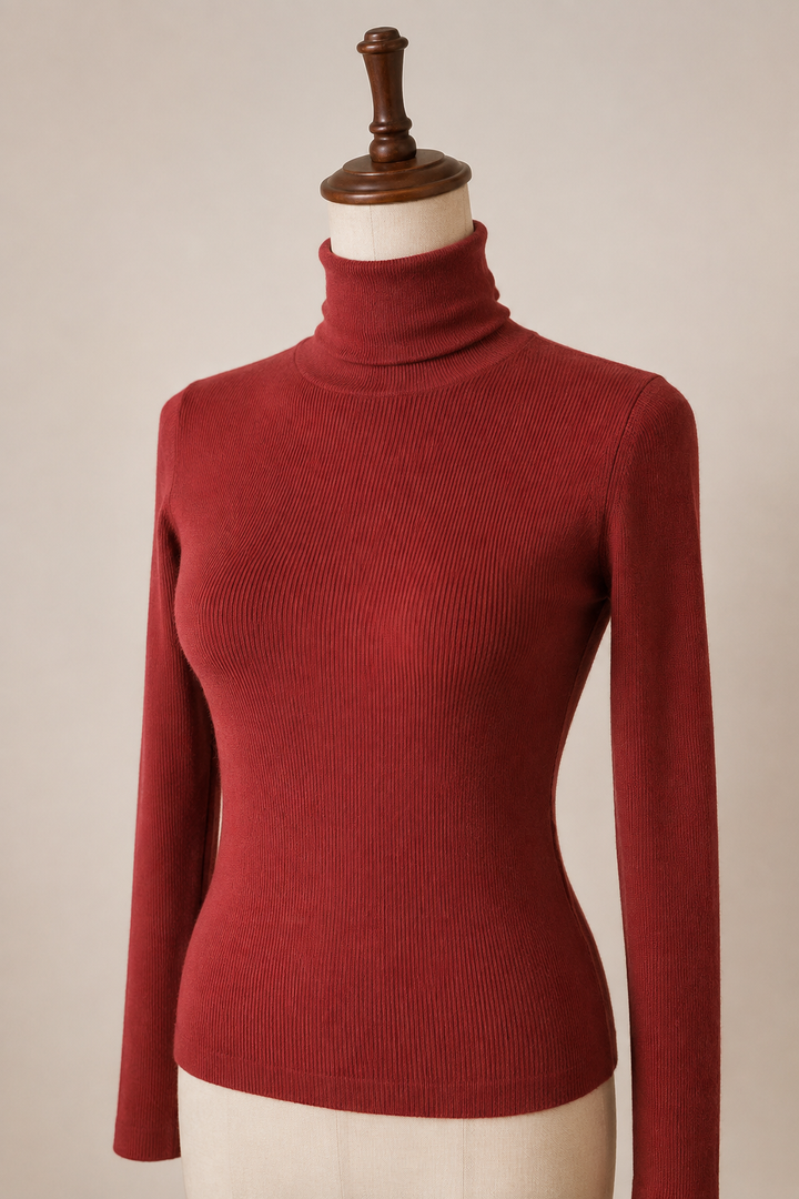Gerippte Damen-Rollkragenpullover