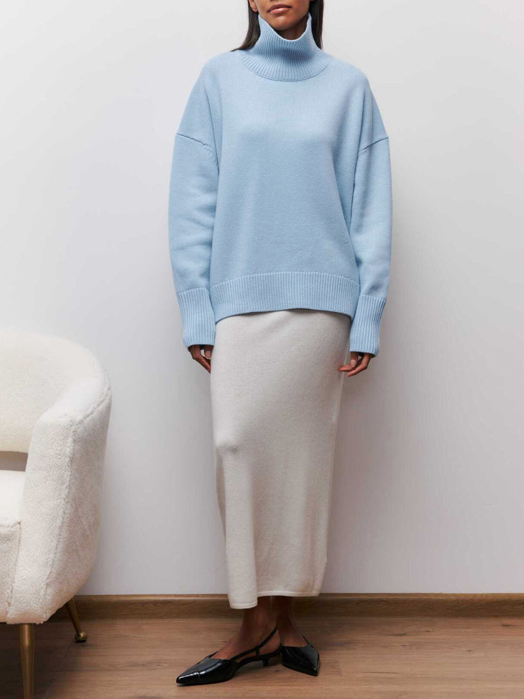 Damen-Rollkragenpullover in weiter Form