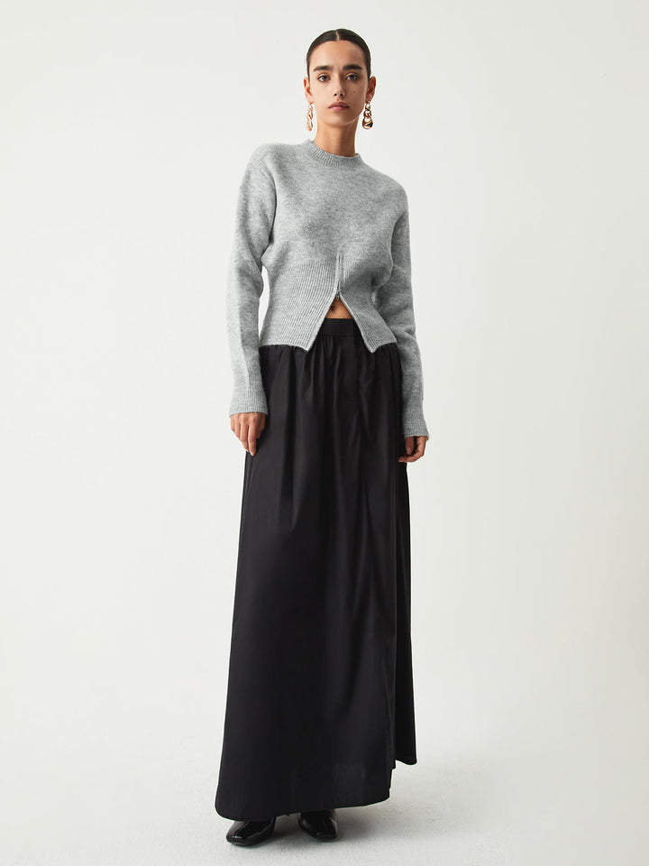 Damen-Strickpullover mit kurzem Reißverschluss