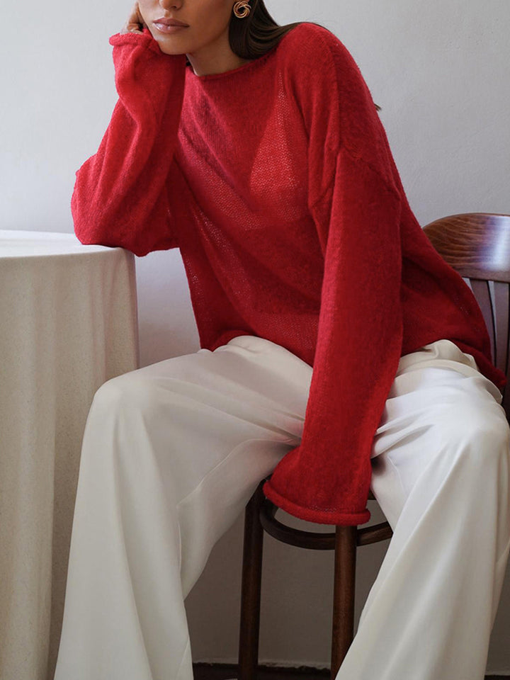 Durchsichtiger Damen-Strickpullover