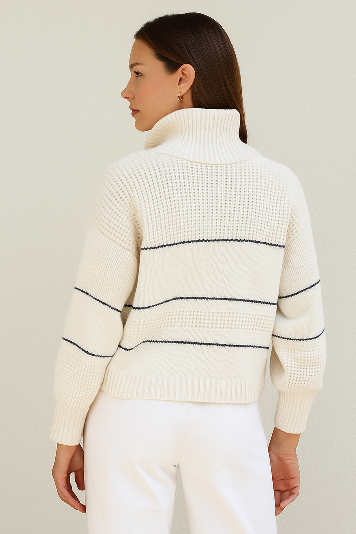 Damen-Strickpullover mit Knopfkragen