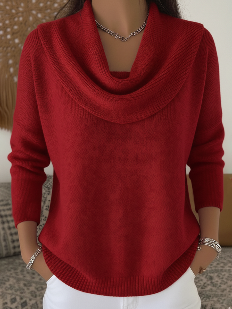Damen-Strickpullover mit weitem Kragen