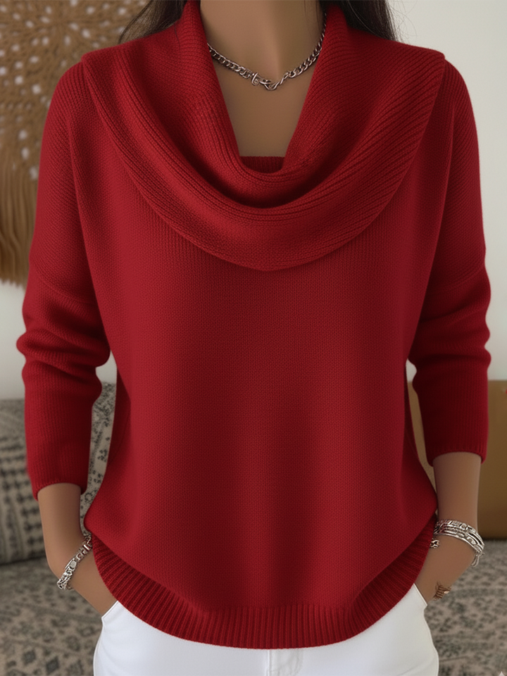 Damen-Strickpullover mit weitem Kragen