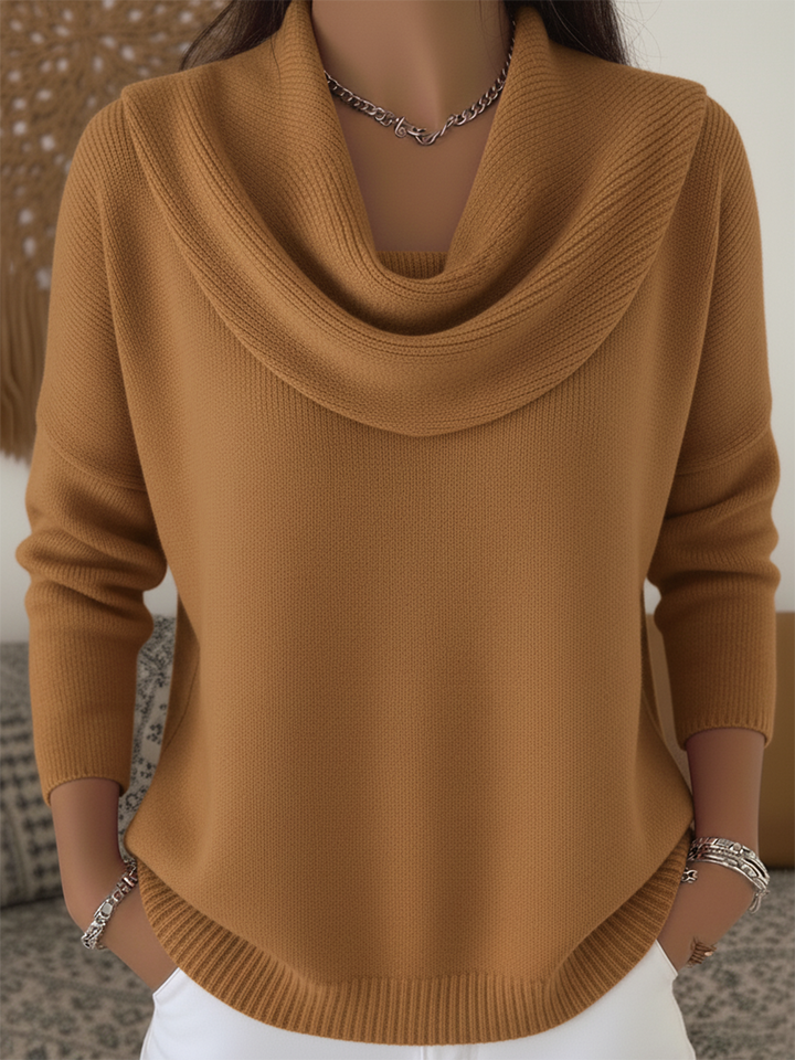 Damen-Strickpullover mit weitem Kragen