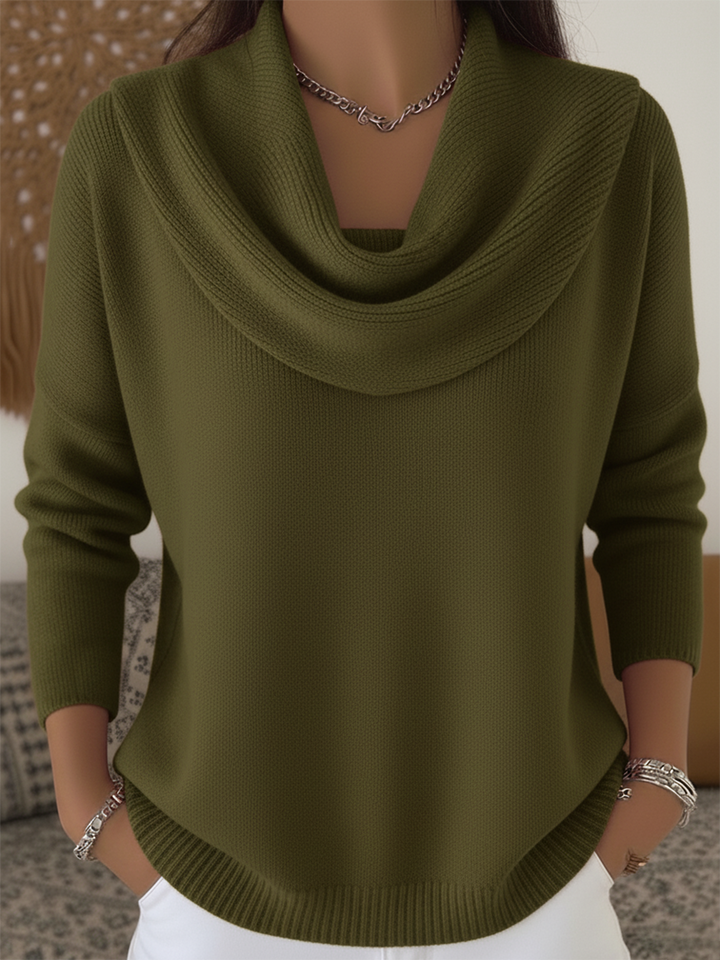Damen-Strickpullover mit weitem Kragen