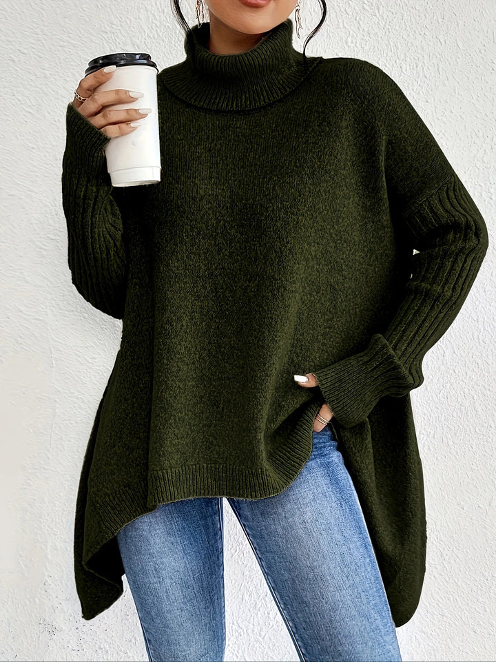 Damen-Rollkragenpullover in weiter Passform