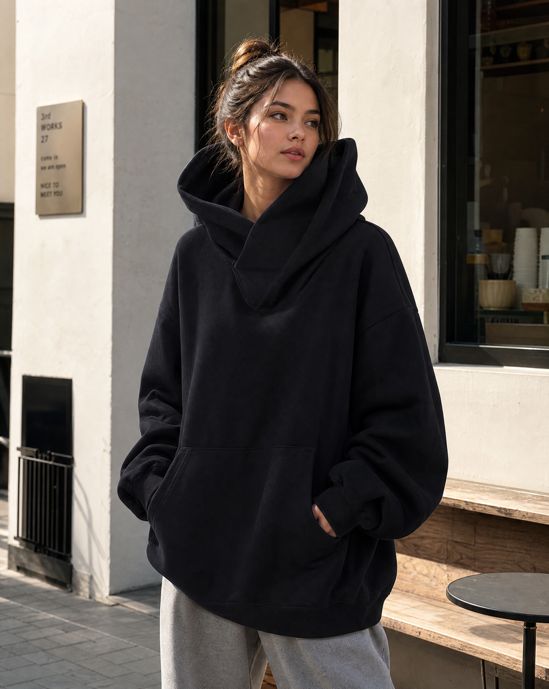 Weiter Damen-Kapuzenpullover