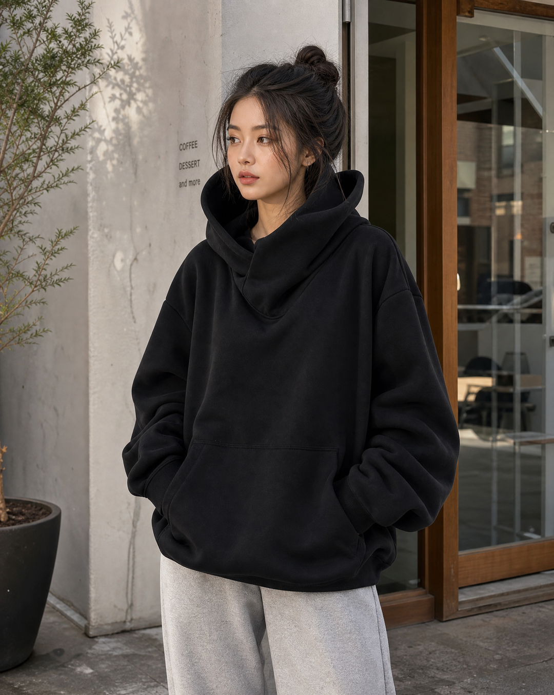 Weiter Damen-Kapuzenpullover