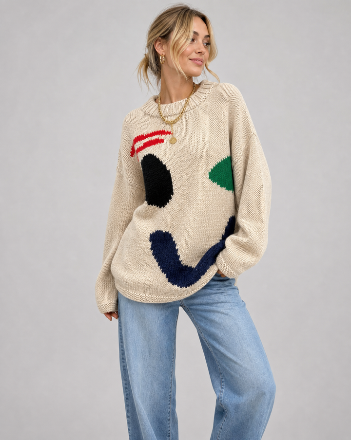Damenstrickjacke mit Lachgesicht