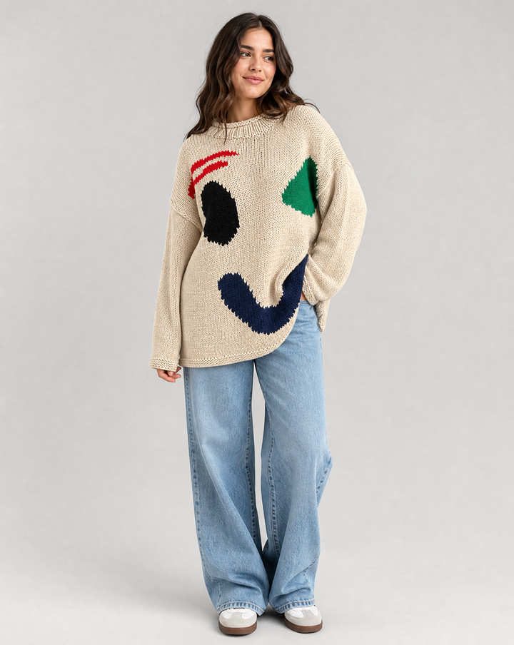 Damenstrickjacke mit Lachgesicht