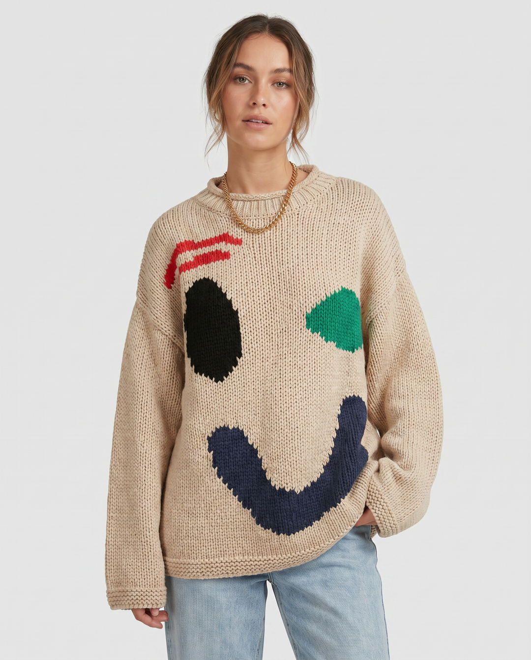 Damenstrickjacke mit Lachgesicht