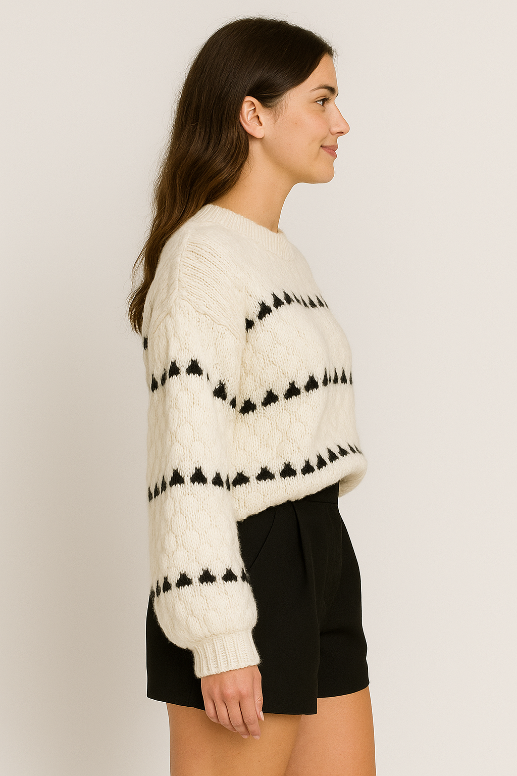 Damenpullover mit Kontrastmuster