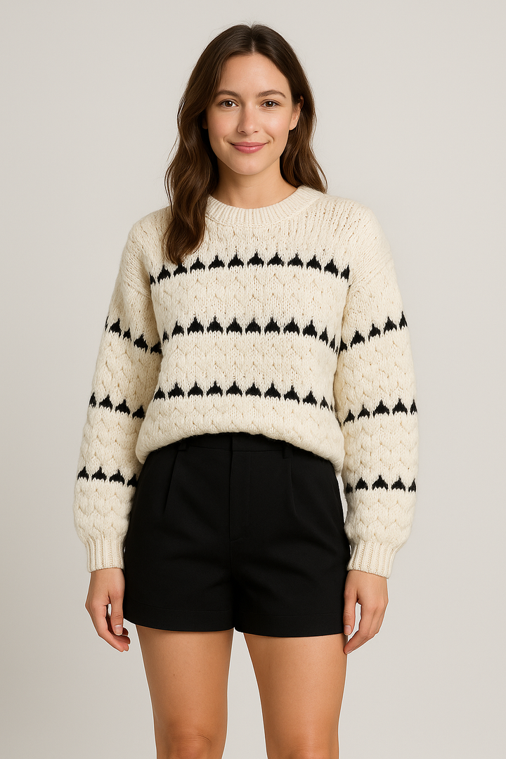 Damenpullover mit Kontrastmuster