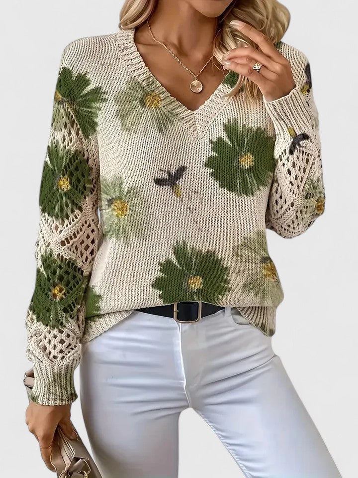Leichter Pullover mit Blumenmuster