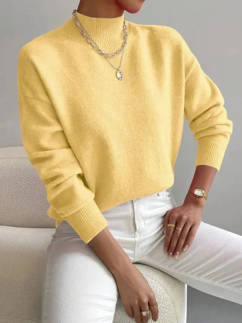 Eleganter Damen-Strickpullover mit Stehkragen
