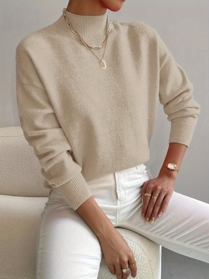 Eleganter Damen-Strickpullover mit Stehkragen