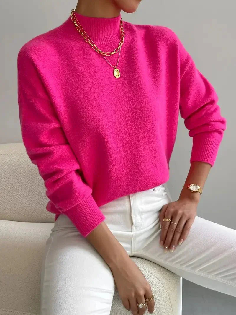 Eleganter Damen-Strickpullover mit Stehkragen