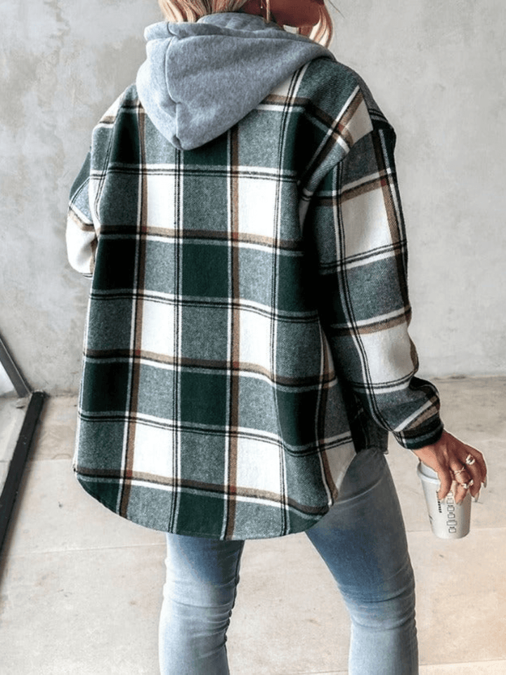 Karierte Damenjacke mit Kapuze