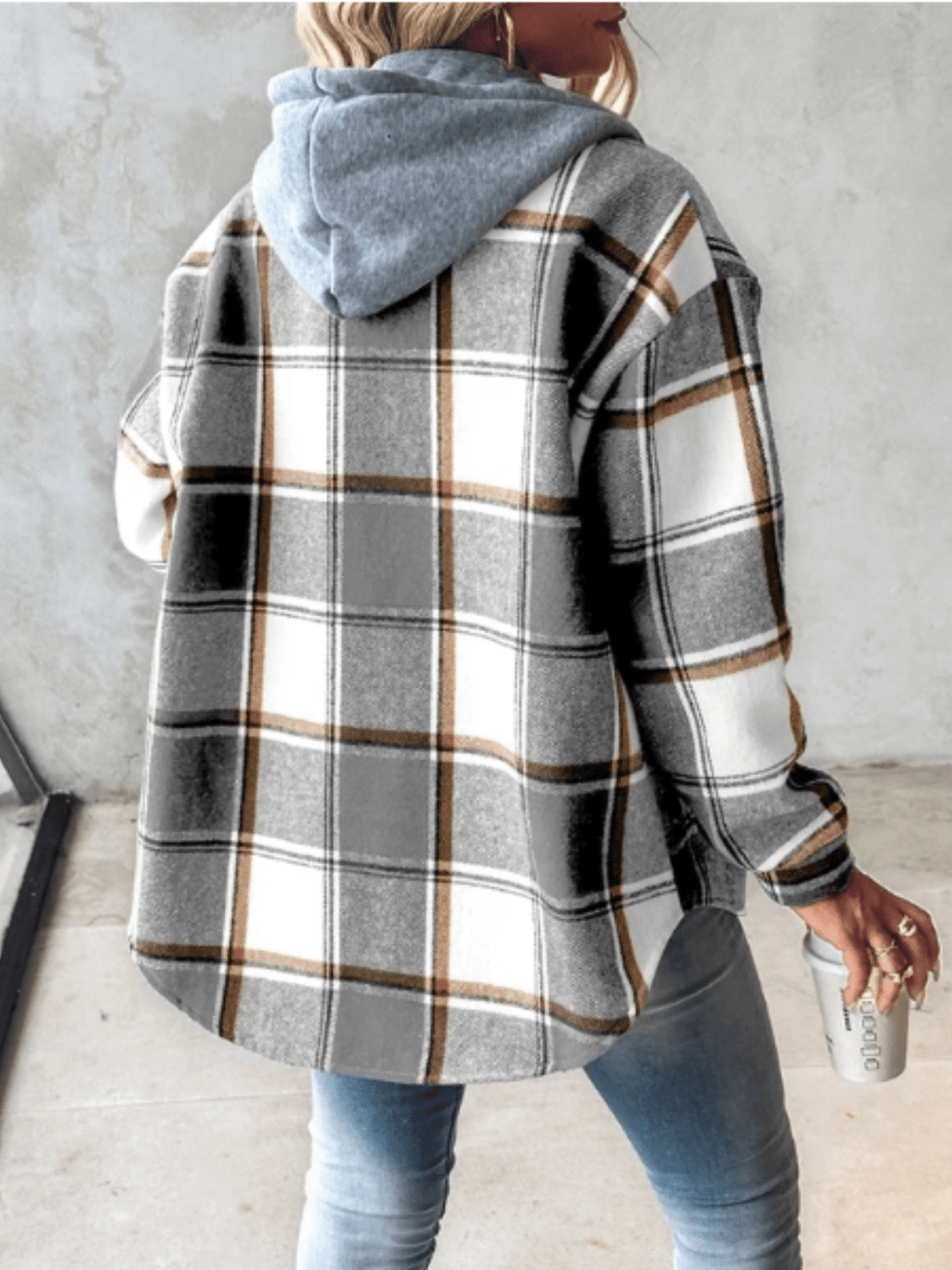 Karierte Damenjacke mit Kapuze