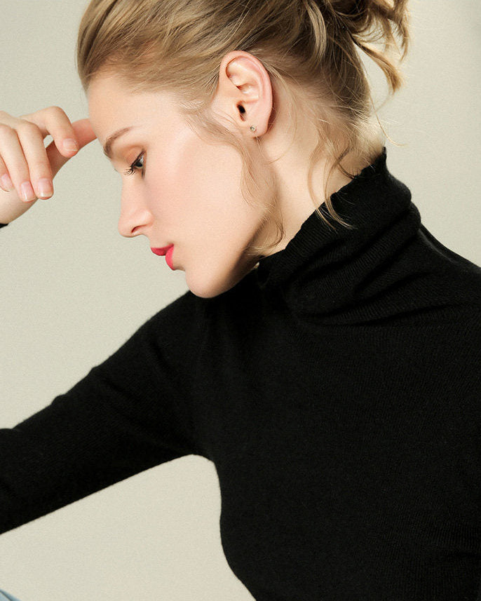 Gerippte Damen-Rollkragenpullover