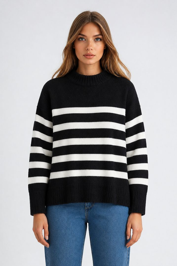 Damenpullover mit Kontraststreifen