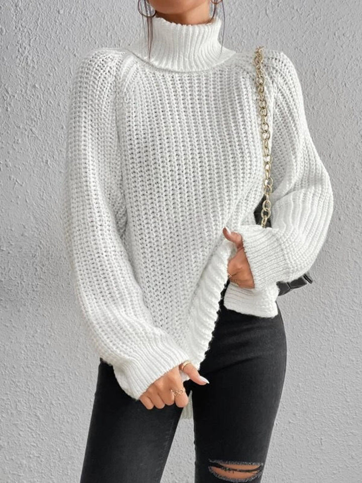 Klassischer Damen-Rollkragenpullover mit Rippstrick