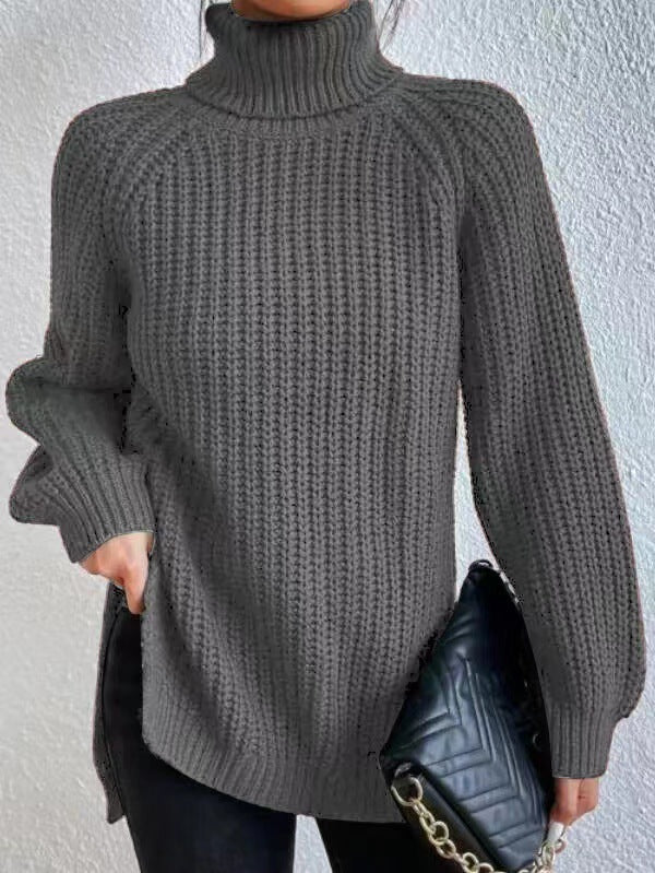Klassischer Damen-Rollkragenpullover mit Rippstrick